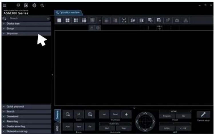 Inter surveillance software ASM300 Series Search Device tree Group Sequence Operation window Quick playback Search Disassembly Alert log Device error log Network error log Auto key Auto mode Auto key Auto mode Auto key Auto mode Auto key Auto mode Auto key Auto mode Auto key Auto mode Auto key Auto…