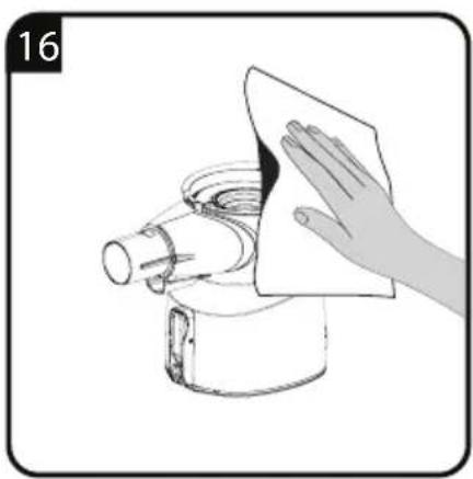 Illustration of a hand cleaning a cylindrical object with a cloth (no text or symbols)