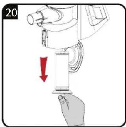 Illustration of a hand using a microscope to lift a glass, with a red arrow indicating the process (no text or symbols present)