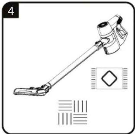 Line drawing of a vacuum cleaner with handle and control panel (no text or symbols)