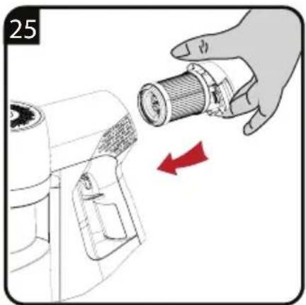 Illustration of a hand holding a connector to a device, with a red arrow indicating direction (no text or symbols present)