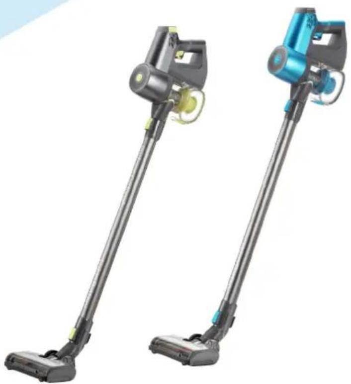 Two different types of vacuum cleaner holders, one black and one blue, shown against a white background (no text or symbols visible)