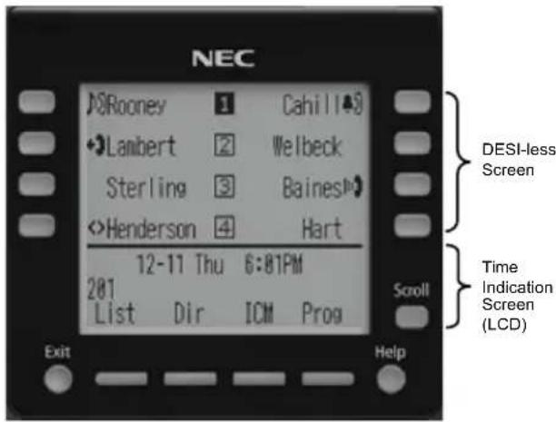 NEC Rooney 1 Cahill Lanibert 2 Welbeck Sterling 3 Baines Henderson 4 Hart 12-11 Thu 6:81PM 281 List Dir ICM Prog Exit Help DESI-less Screen Time Indication Screen (LCD) Scroll