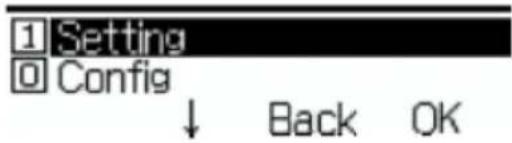 1 Setting 2 Config ↓ Back OK