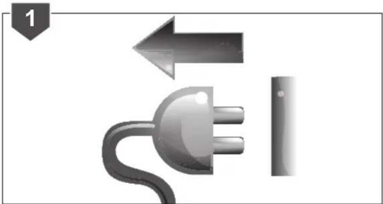 Illustration of a plug and a switch with directional arrows (no text or symbols)