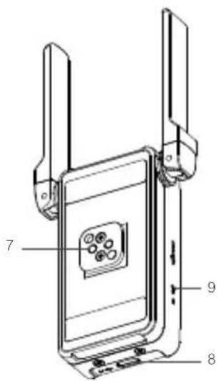 Technical diagram of a device with labeled components, showing internal components and mounting brackets.