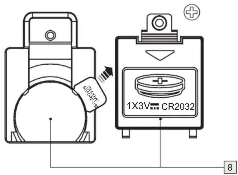 REMOVE BEFORE USE 1X3V CR2032 8