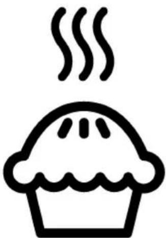 Dessin au trait simple d'un cupcake fumant (sans texte ni symboles)