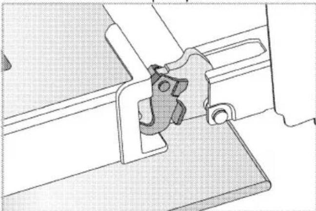 Dessin technique au trait d'un assemblage de pince ou de support mécanique (aucun texte ou symbole)