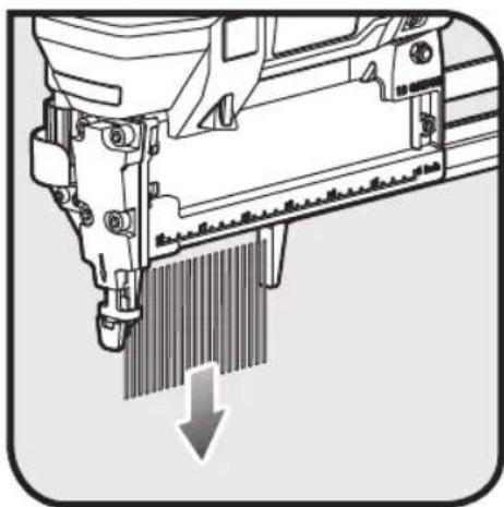 Technical illustration of a 3D printer with a downward arrow indicating compression or disassembly (no text or symbols present)
