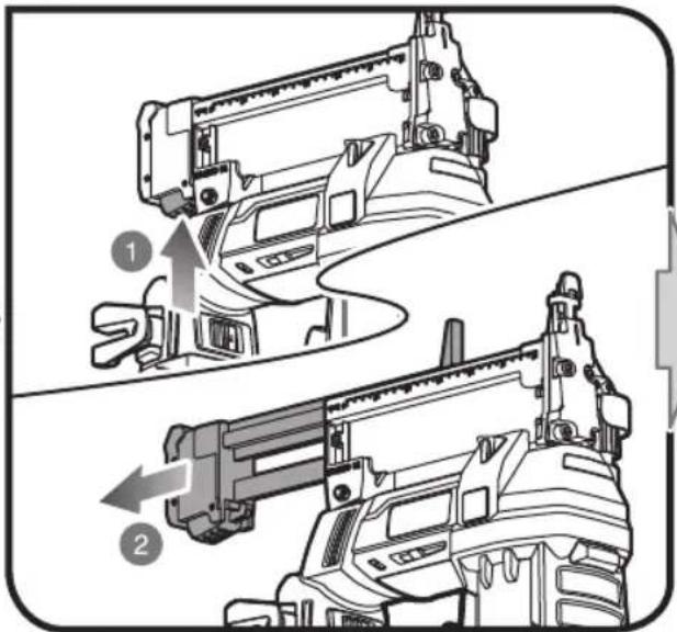 Technical diagram showing two mechanical assembly steps with numbered annotations indicating process flow or assembly sequence.