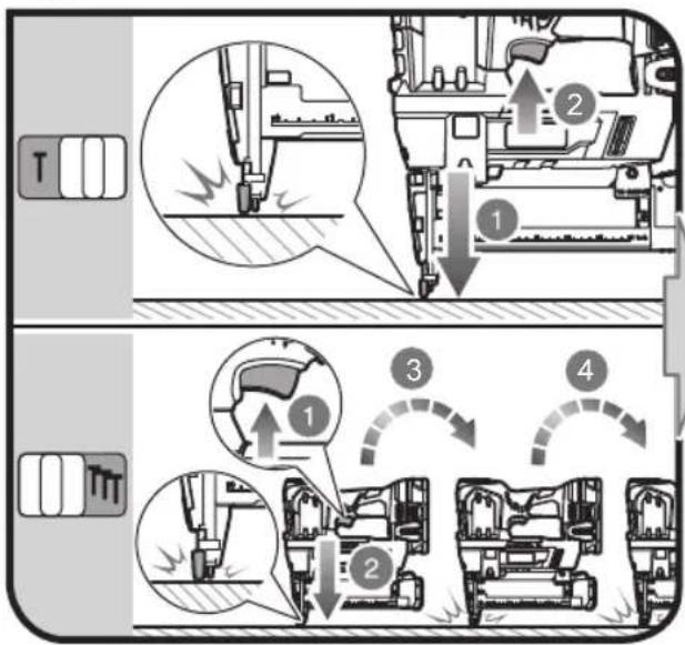 Technical diagram illustrating vehicle machining process with numbered steps and tool placement