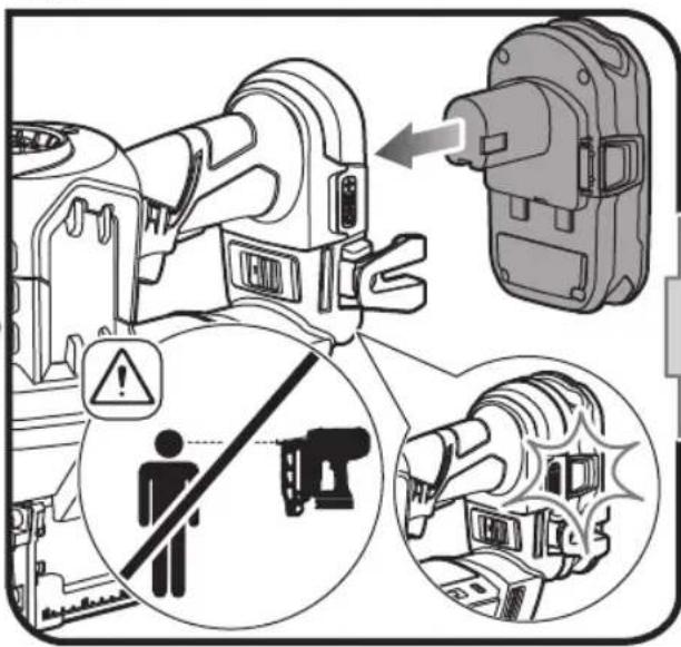 Diagram illustrating safety warning and hazard, showing a robot performing maintenance with a person using a tool and a device in the background.