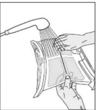 Illustration of hands using a handheld tool to interact with a device (no text or symbols visible)