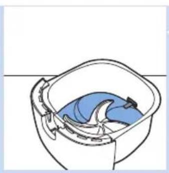 Simple line drawing of a blue object inside a container (no text or symbols)