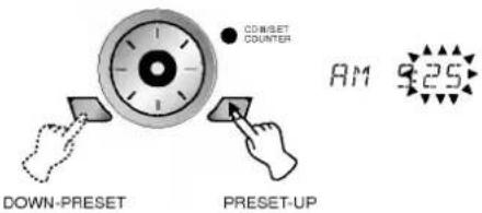 COMSET COUNTER AM 9:25 DOWN-PRESET PRESET-UP