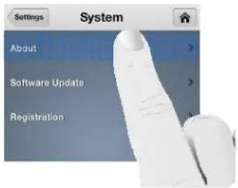 Settings System About Software Update Registration