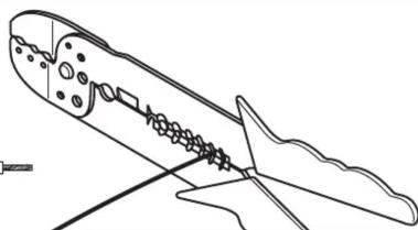 Line drawing of a mechanical tool or device with internal components and a handle (no text or symbols)