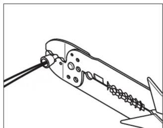 Line drawing of a mechanical component with threaded rod and spring-like structure (no text or symbols)