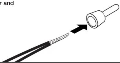 Diagram showing a cable being inserted into a plug, with an arrow indicating the insertion process (no text or symbols present)
