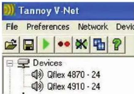 Tannoy V-Net File Preferences Network Devic Devices Qflex 4870 - 24 Qflex 4910 - 24