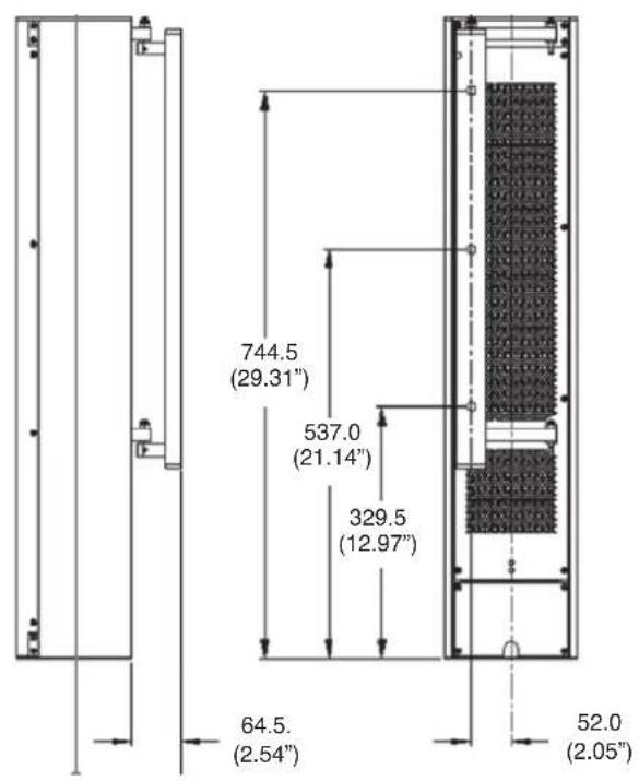 744.5 (29.31") 537.0 (21.14") 329.5 (12.97") 64.5. (2.54") 52.0 (2.05)