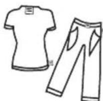 Line drawing of a T-shirt and jeans (no text or symbols)