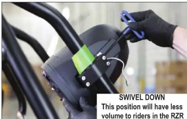 SWIVEL DOWN This position will have less volume to riders in the RZR