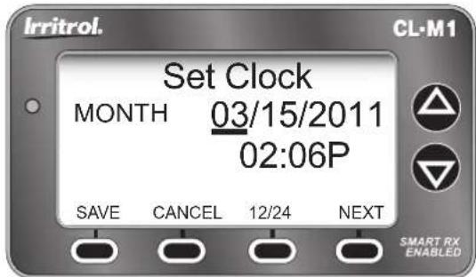 Irritrol. Set Clock MONTH 03/15/2011 02:06P SAVE CANCEL 12/24 NEXT SMART RX ENABLED