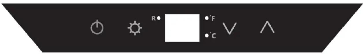 Control panel interface with icons for power, sun, battery, and display settings