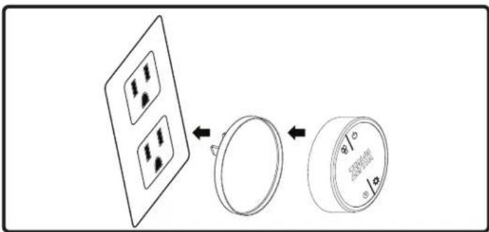 Diagram showing a device with four circular components and a separate circular component with internal markings, likely illustrating a mechanical or electrical assembly.