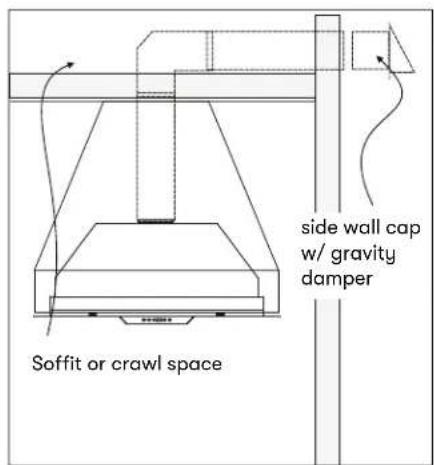 side wall cap w/ gravity damper Soffit or crawl space
