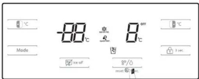 °C Mode -88°C ICE OFF 0°C 3 sec reset 5 sec.