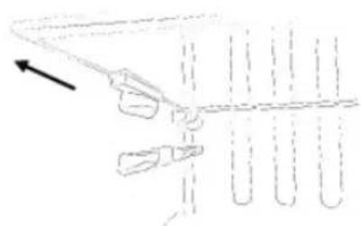 Simple line drawing of a tool interacting with test tubes, no text or symbols present