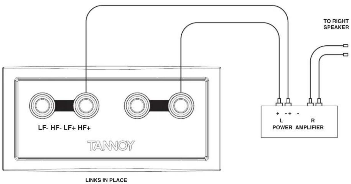 LF- HF- LF+ HF+ TANNOY LINKS IN PLACE TO RIGHT SPEAKER + - + L R POWER AMPLIFIER
