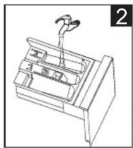 Line drawing of a mechanical device with a lever and base.