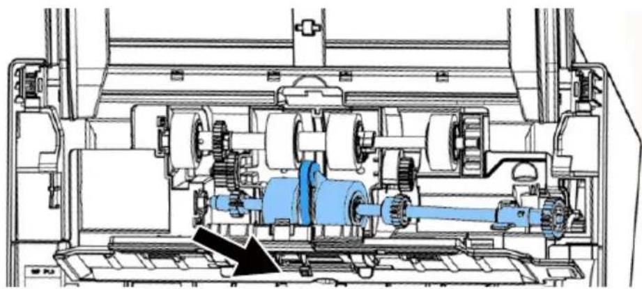 Technical diagram of a mechanical assembly showing internal gears and shafts (no text or labels)