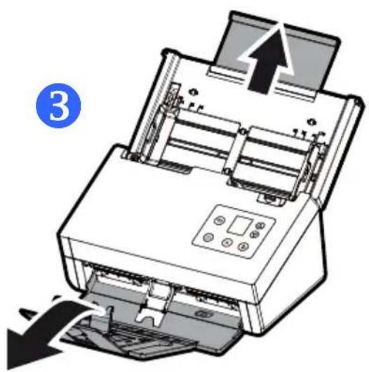 Diagram of a printer with paper feed and paper roll, showing internal structure and paper movement (no text or symbols)