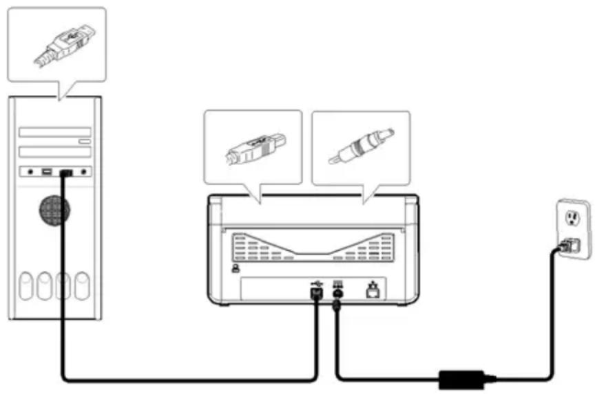 Diagram showing connections between a server, computer monitor, and power outlet with labeled components