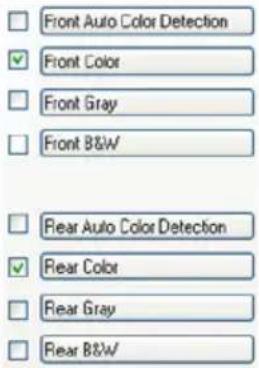 Front Auto Color Detection ✓ Front Color □ Front Gray □ Front B&W □ Rear Auto Color Detection ✓ Rear Color □ Rear Gray □ Rear B&W