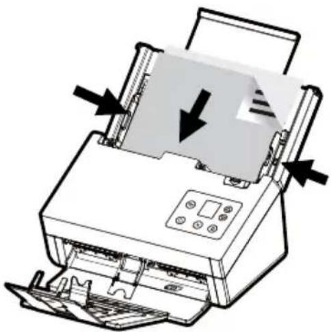 Diagram of a printer with paper feed and paper roll, showing internal structure and arrows indicating process flow (no text or symbols)