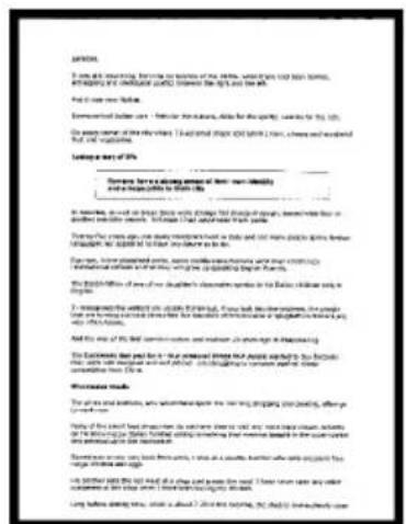 Scanned document page discussing personal information and social media content, with body text and user interaction notes.