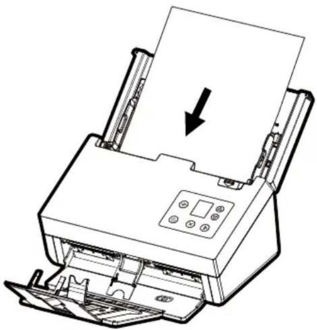 Line drawing of a printer with an arrow indicating compression or disassembly (no text or symbols present)