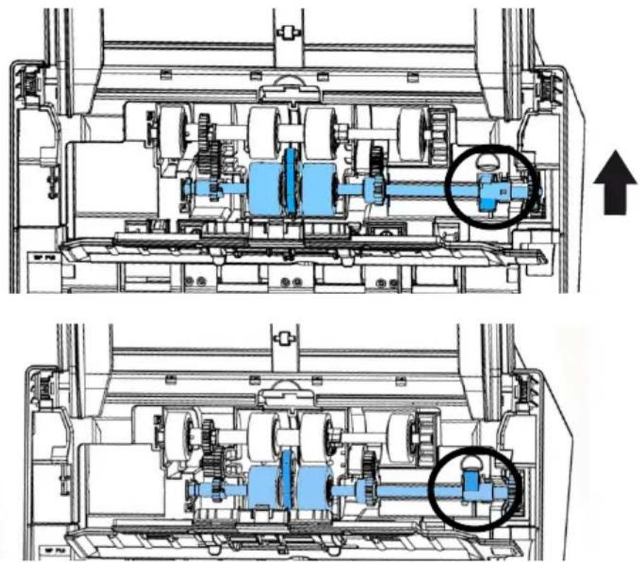 Technical diagram of a mechanical assembly showing internal components and a highlighted section (no text or labels)