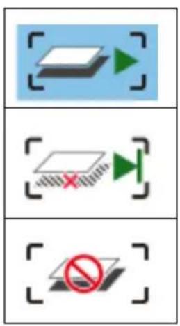 Three-step diagram showing a device icon, a green play button with red X, and a red prohibition sign on a flat surface.