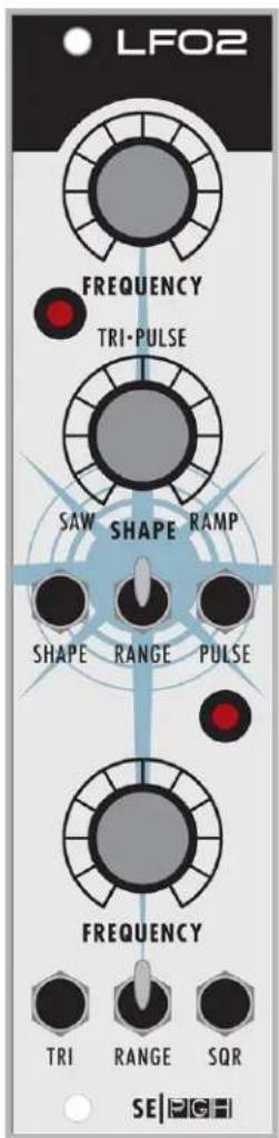 LFO2 FREQUENCY TRI·PULSE SAW SHAPE RAMP SHAPE RANGE PULSE FREQUENCY TRI RANGE SQR SE