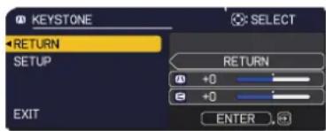KEYSTONE RETURN SETUP EXIT SELECT RETURN +0 +0 ENTER