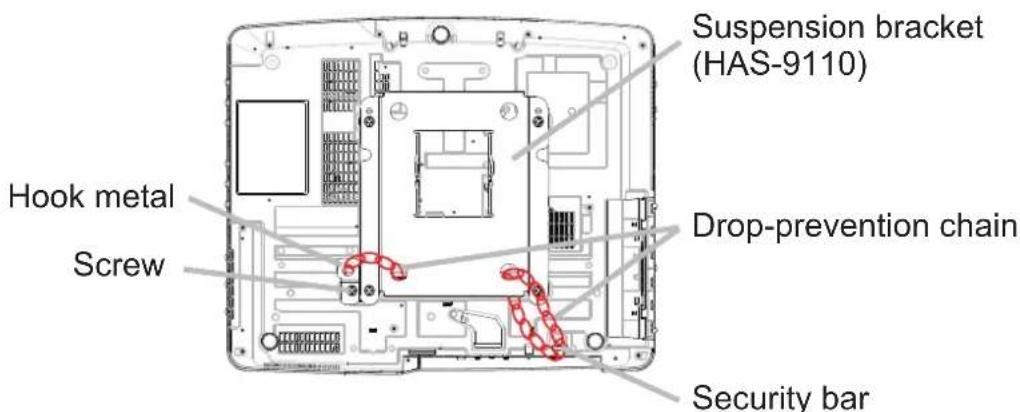 Hook metal Screw Suspension bracket (HAS-9110) Drop-prevention chain Security bar