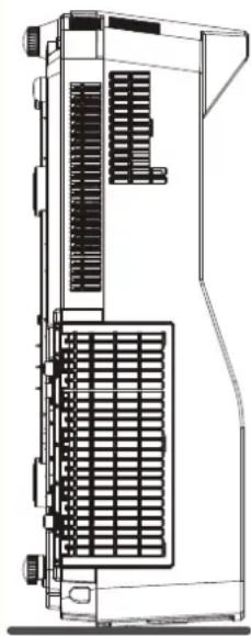 Technical line drawing of a mechanical device with internal components and mounting brackets (no text or symbols)
