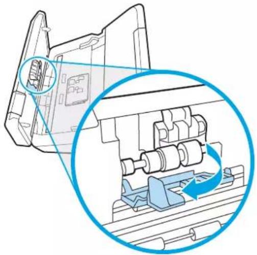 Technical diagram showing a mechanical assembly with a magnified inset of a component (no text or symbols visible)